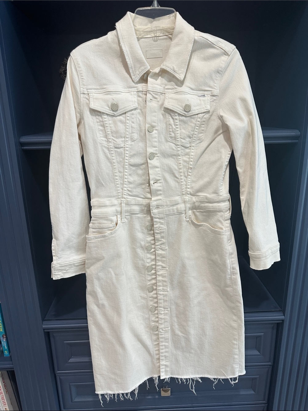 Mother Jeans Ivory Button-Front Denim Jacket Dress